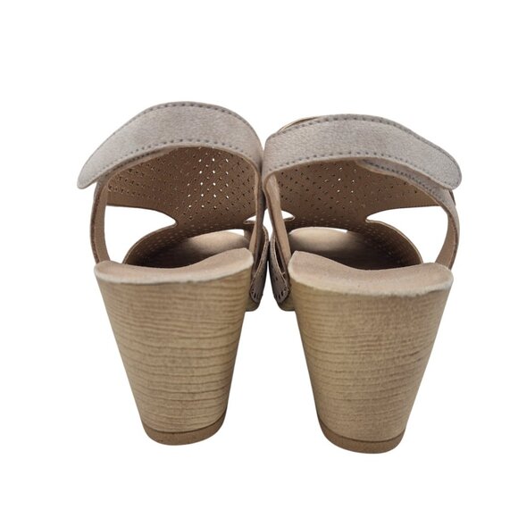 Dansko Teagan Laser Cut Leather Heeled Sandals Women\'s Size 41 Ivory (01)